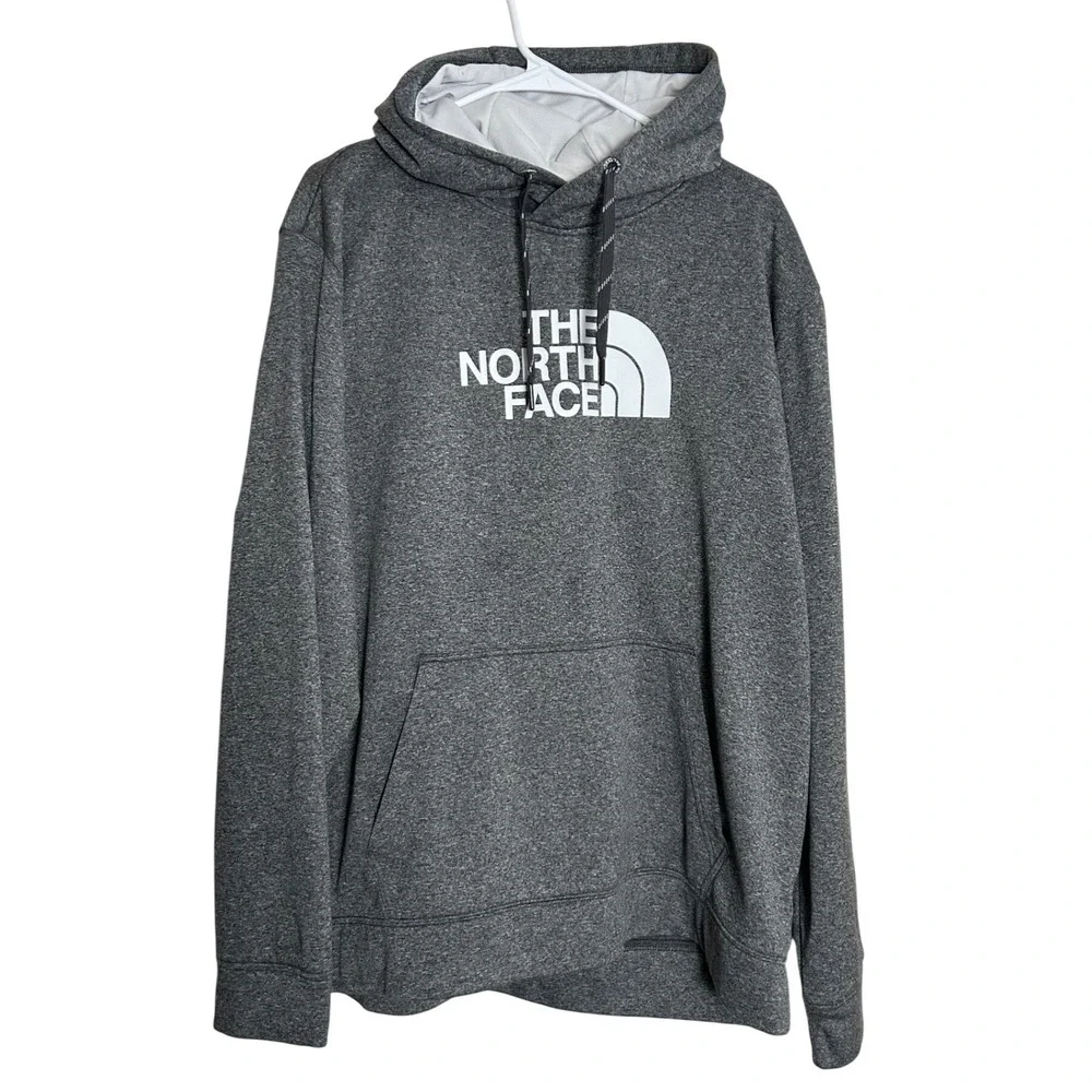 The North Face Men's Grey Hoodie XXL Pullover Logo Front Pocket‎ Casual Basic